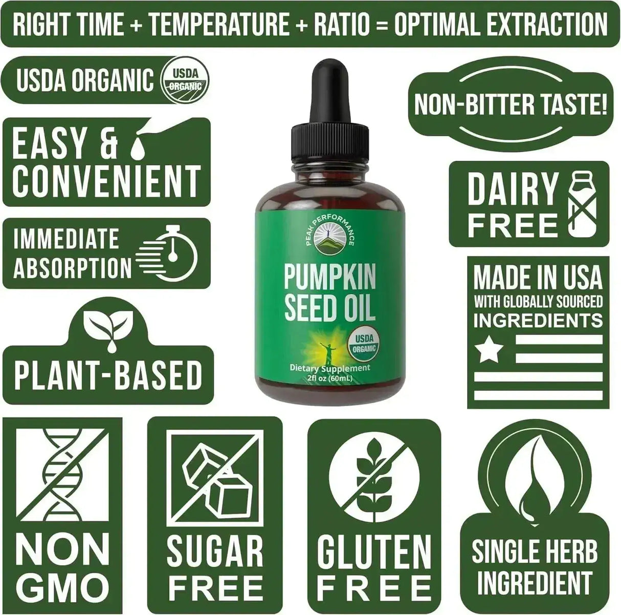 PEAK PERFORMANCE - Peak Performance Pumpkin Seed Oil 60Ml. - The Red Vitamin MX - Suplementos Alimenticios - {{ shop.shopifyCountryName }}