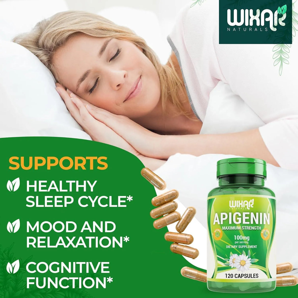 WIXAR NATURALS - Wixar Apigenin 100Mg. 120 Capsulas - The Red Vitamin MX - Suplementos Alimenticios - {{ shop.shopifyCountryName }}