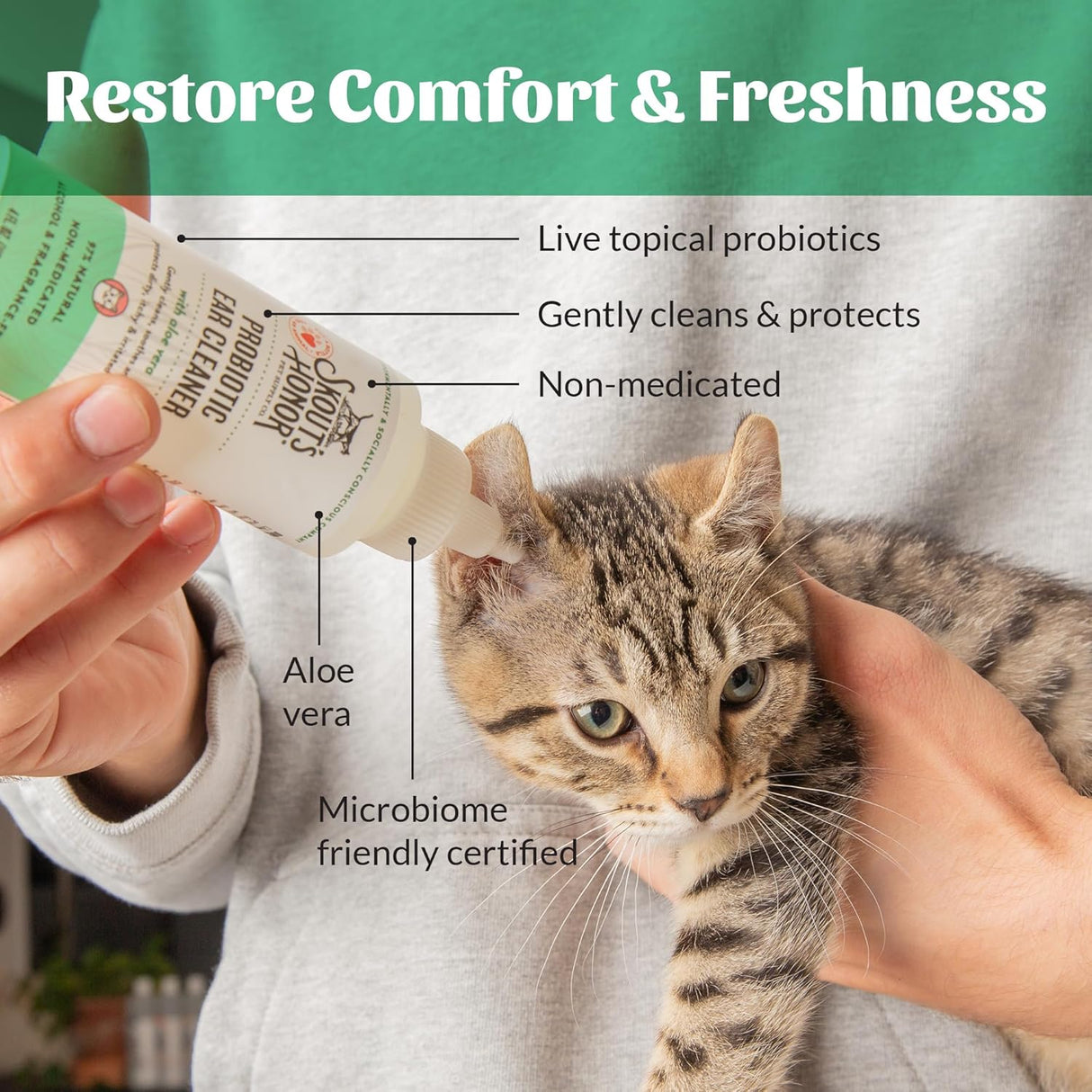 SKOUT'S HONOR Cat Ear Cleaner Solution with Aloe Vera 118Ml. 2 Pack