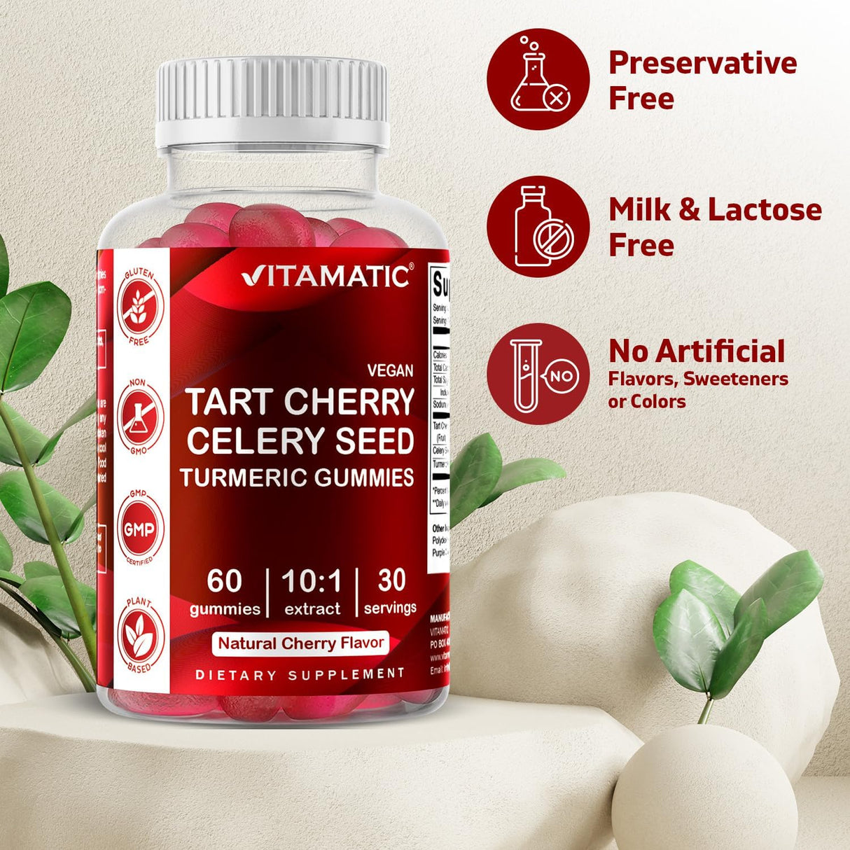 Vitamatic Tart Cherry with Celery Seed Gummies 60 Gomitas