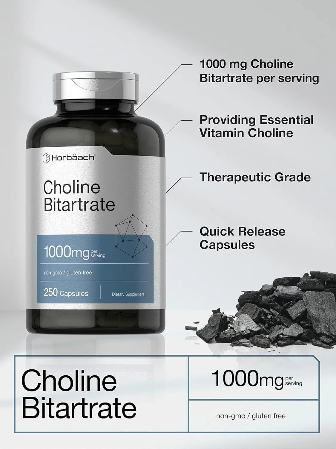 HORBAACH - Horbaach Choline Bitartrate 1000Mg. 250 Capsulas - The Red Vitamin MX - sup - {{ shop.shopifyCountryName }}