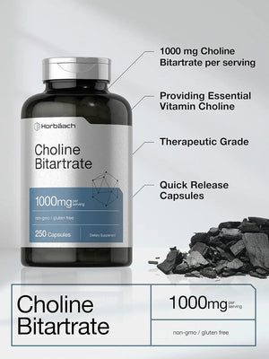 HORBAACH - Horbaach Choline Bitartrate 1000Mg. 250 Capsulas - The Red Vitamin MX - sup - {{ shop.shopifyCountryName }}