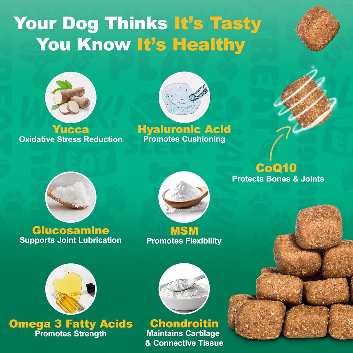 Doggie Dailies Daily Joint Care Glucosamine for Dogs Chicken 120 Masticables