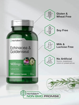 HORBAACH - Horbäach Echinacea Goldenseal 1400Mg. 300 Capsulas - The Red Vitamin MX - Suplementos Alimenticios - {{ shop.shopifyCountryName }}