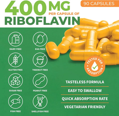 FOREST LEAF - ForestLeaf Vitamin B2 Riboflavin 400Mg. 90 Capsulas - The Red Vitamin MX - Suplementos Alimenticios - {{ shop.shopifyCountryName }}