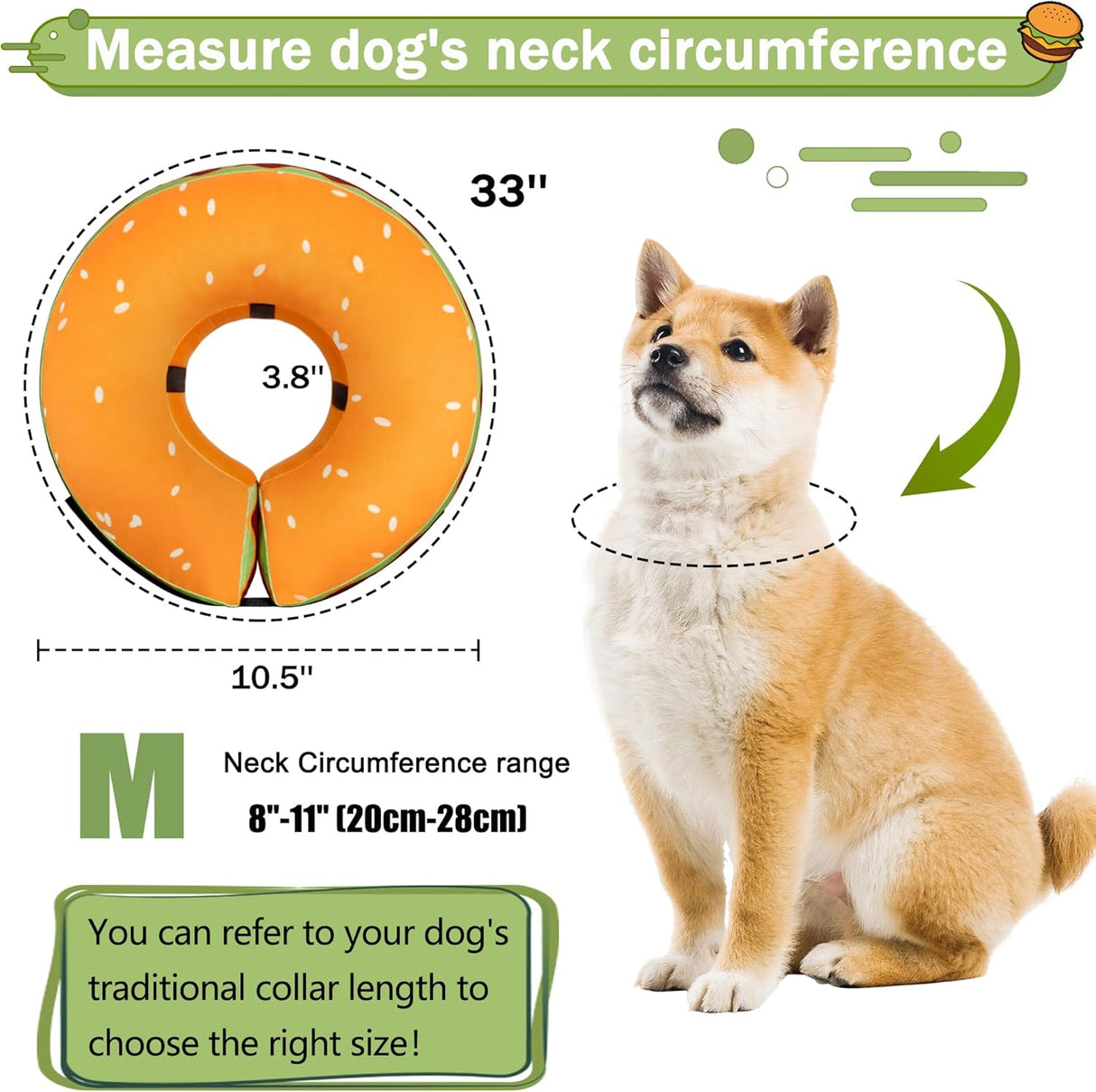 Cneo Recovery Donut Collar HAMBURGER MEDIUM