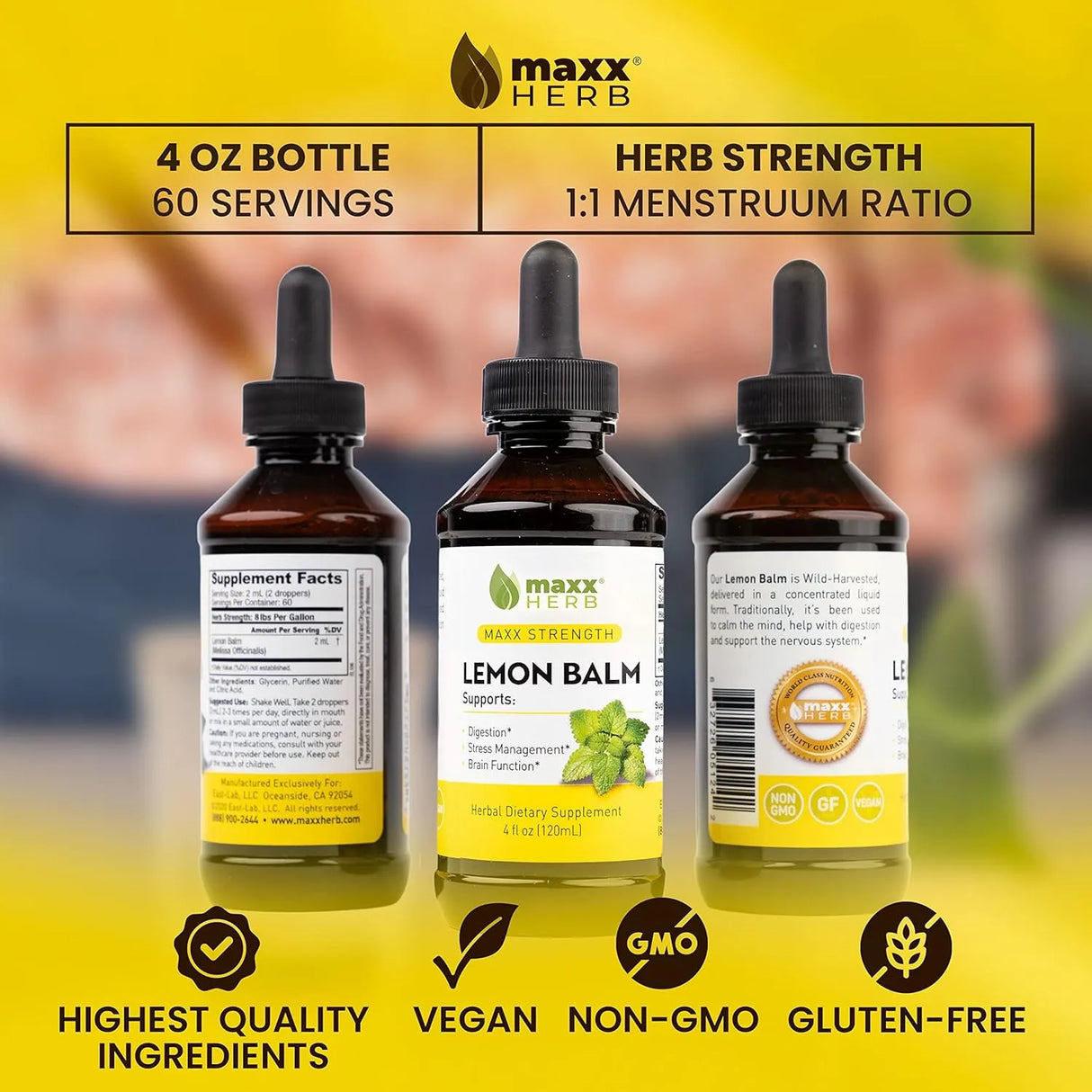 MAXX HERB - Maxx Herb Lemon Balm Extract 4 Fl.Oz. - The Red Vitamin MX - Suplementos Alimenticios - {{ shop.shopifyCountryName }}