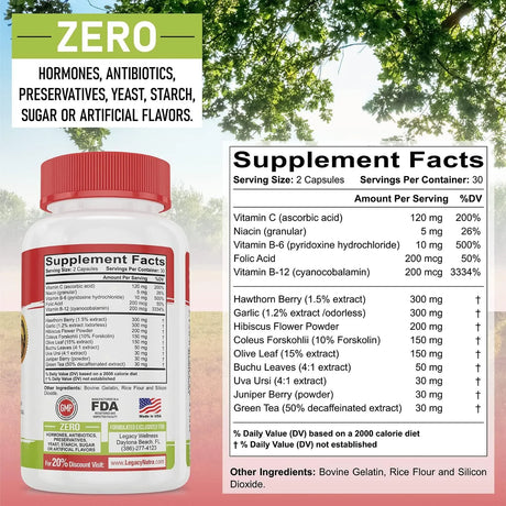 LEGACY WELLNESS - Legacy Wellness BP Rescue Blood Pressure Support 60 Capsulas - The Red Vitamin MX - Suplementos Alimenticios - {{ shop.shopifyCountryName }}