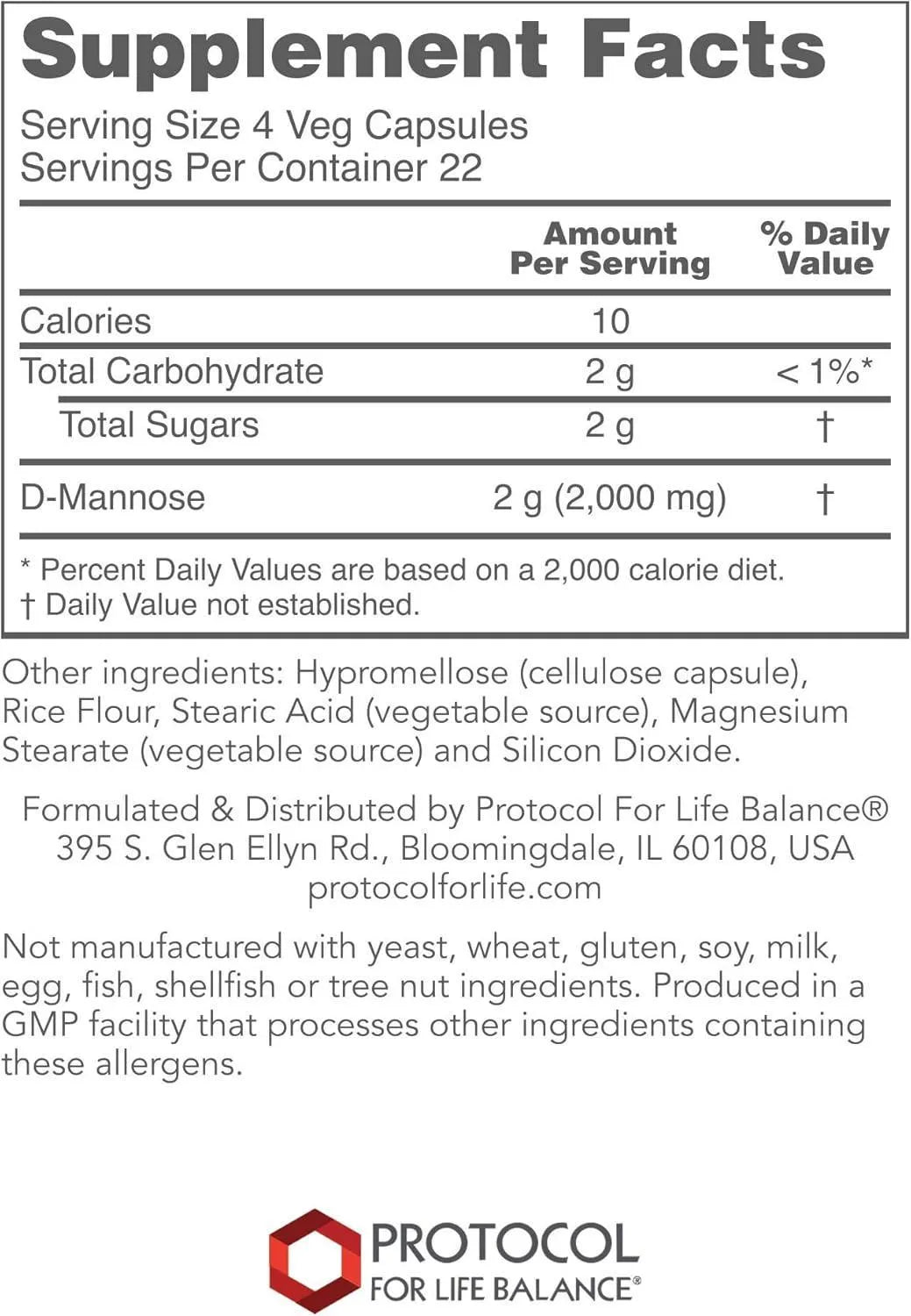 PROTOCOL FOR LIFE BALANCE - Protocol D-Mannose 500Mg. 90 Capsulas - The Red Vitamin MX - Suplementos Alimenticios - {{ shop.shopifyCountryName }}