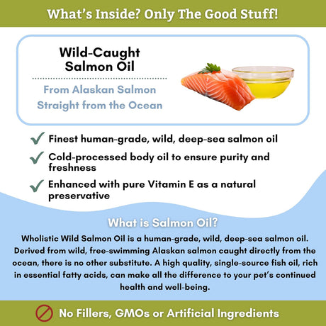 WHOLISTIC PET ORGANICS - Wholistic Pet Organics Salmon Oil 16 Fl.Oz. - The Red Vitamin MX - Aceite De Pescado Para Perros - {{ shop.shopifyCountryName }}