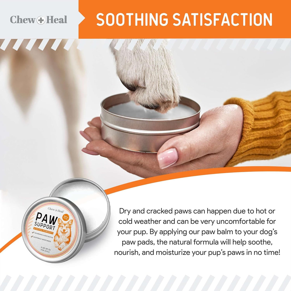 Chew + Heal Labs Dog Paw Balm 2 Oz.