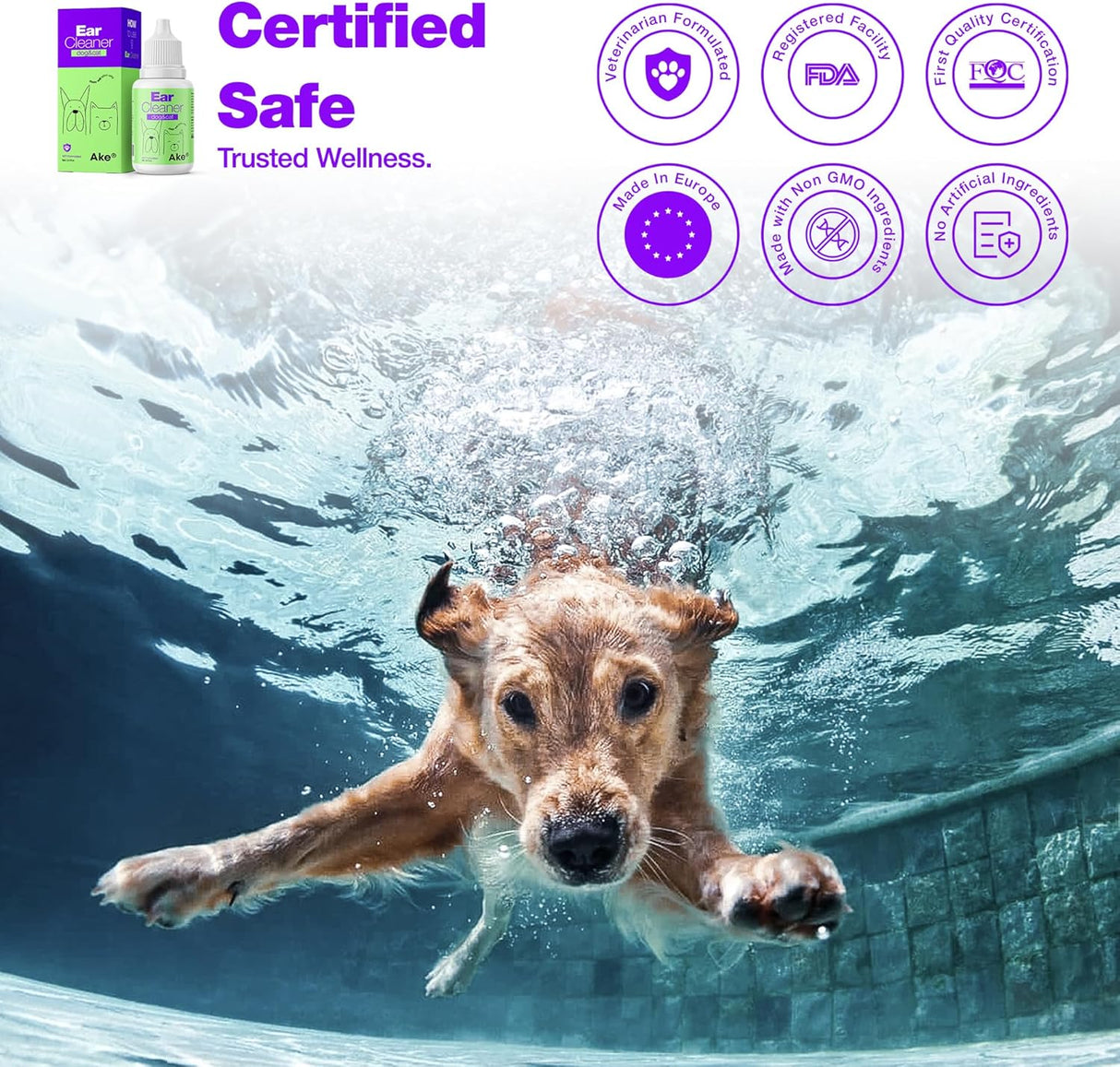 Ake Dog Ear Cleaner Solution Cat Ear Cleaner 3.4 Fl.Oz.