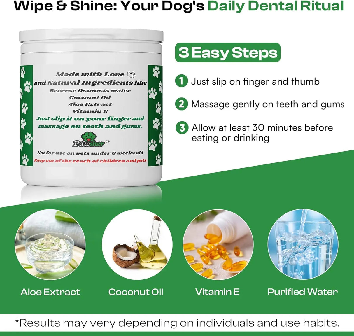 PAWSHER - Pawsher Dogs Dental Wipes 50 Toallitas - The Red Vitamin MX - Cuidado Dental Para Perros - {{ shop.shopifyCountryName }}