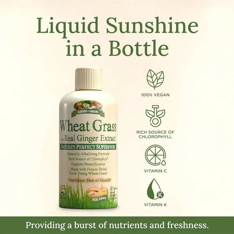 GARDEN GREENS - Garden Greens Wheat Grass Liquid with Real Ginger Extract 32 Servicios 946Ml. - The Red Vitamin MX - Suplementos Alimenticios - {{ shop.shopifyCountryName }}