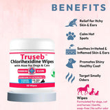 Truseb Topical Ketoconazole and Chlorhexidine Wipes for Dogs Cats and Horses 50 Toallitas
