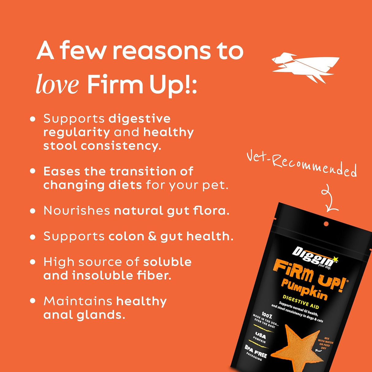 Diggin' Your Dog Firm Up Pumpkin for Dogs & Cats 113Gr.