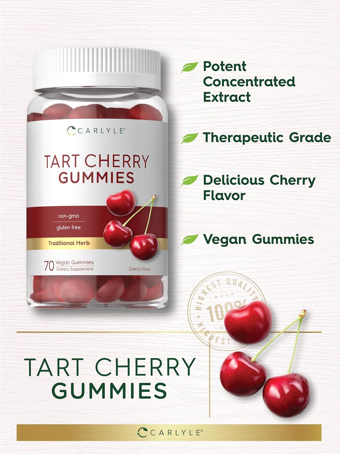 CARLYLE - Carlyle Tart Cherry Gummies 2000Mg. 70 Gomitas - The Red Vitamin MX - Suplementos Alimenticios - {{ shop.shopifyCountryName }}