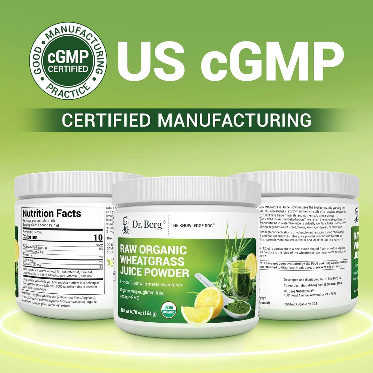 DR. BERG - Dr. Berg Raw Wheatgrass Powder 60 Servicios Lemon Flavor 164Gr. - The Red Vitamin MX - Suplementos Alimenticios - {{ shop.shopifyCountryName }}