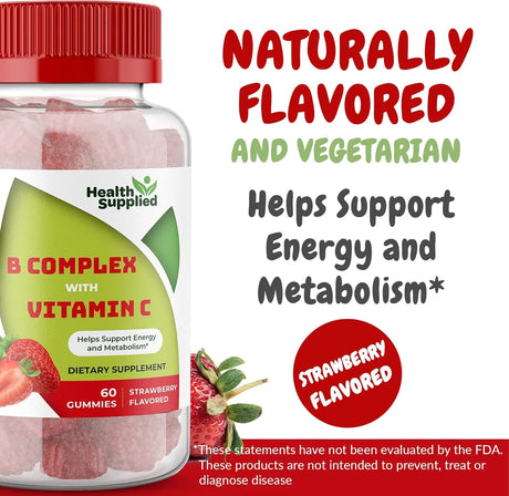 HEALTH SUPPLIED - Health Supplied Strawberry Flavored Vitamin B Complex Gummies 60 Gomitas - The Red Vitamin MX - Suplementos Alimenticios - {{ shop.shopifyCountryName }}