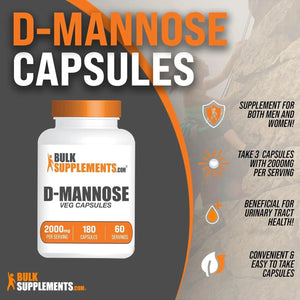 BULK SUPPLEMENTS - Bulk Supplements D-Mannose 2,000Mg. 180 Capsulas - The Red Vitamin MX - Suplementos Alimenticios - {{ shop.shopifyCountryName }}