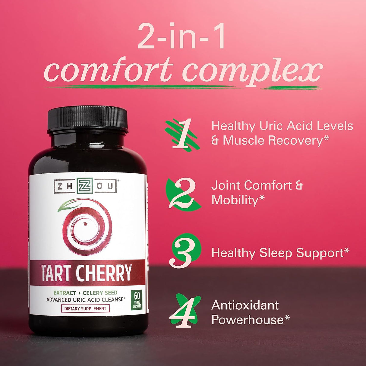 Zhou Tart Cherry Extract with Celery Seed 60 Capsulas