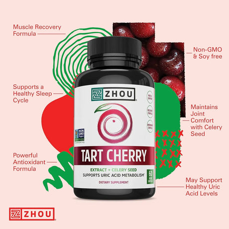 ZHOU - Zhou Tart Cherry Extract with Celery Seed 60 Capsulas - The Red Vitamin MX - Suplementos Alimenticios - {{ shop.shopifyCountryName }}