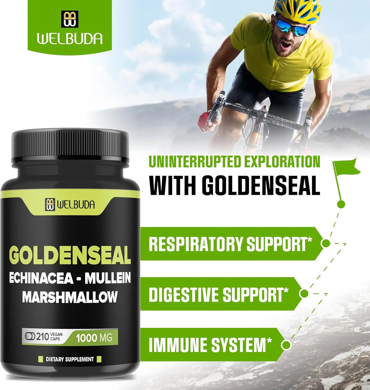 WELBUDA - WELBUDA Goldenseal Root Extract 10:1 with Echinacea, Mullein Leaf, Marshmallow 210 Capsulas - The Red Vitamin MX - Suplementos Alimenticios - {{ shop.shopifyCountryName }}