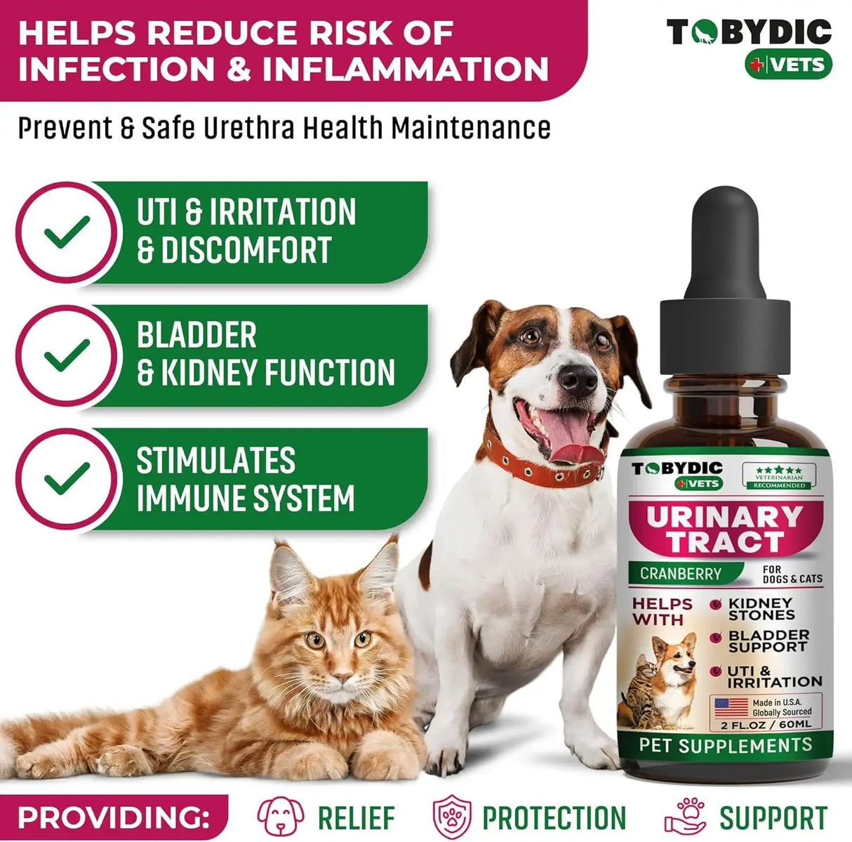 TOBYDIC - TOBYDIC Cat & Dog Natural UTI Medicine & Urinary Tract Infection Treatment with Cranberry 2 Fl.Oz. - The Red Vitamin MX - Salud De Tracto Urinario Para Perros - {{ shop.shopifyCountryName }}