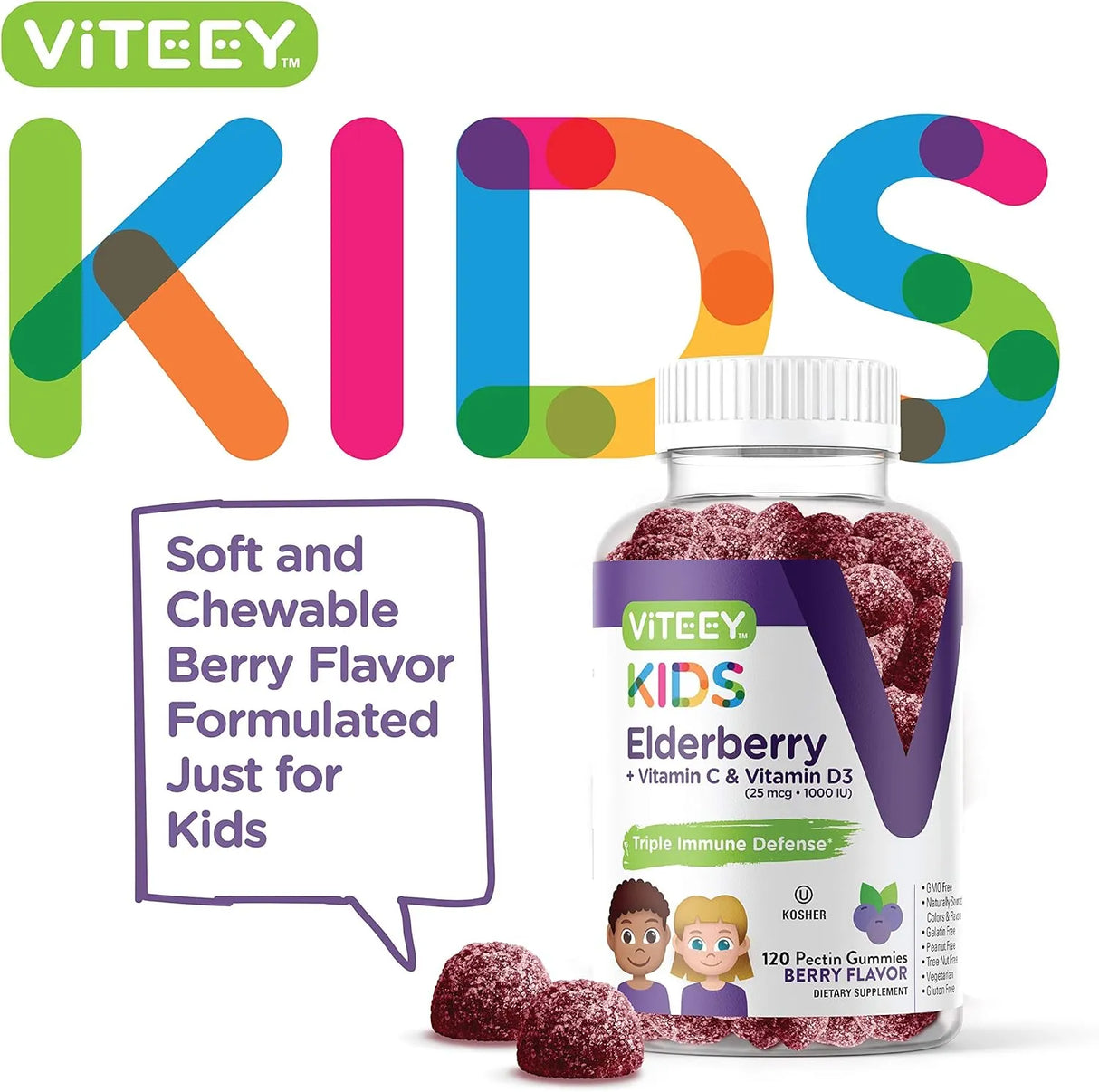 VITEEY - Viteey Sambucus Elderberry Gummies for Kids 120 Gomitas - The Red Vitamin MX - Suplementos Alimenticios - {{ shop.shopifyCountryName }}