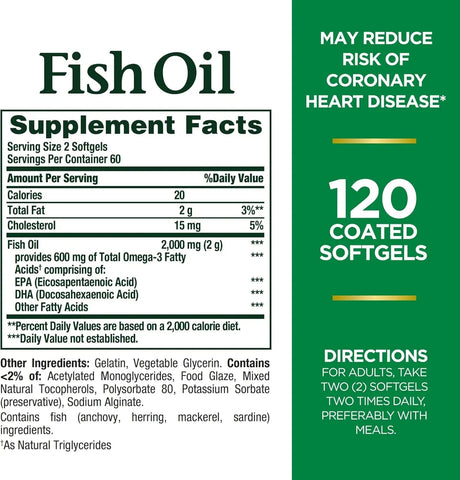 NATURE'S BOUNTY - Nature's Bounty Fish Oil 1000Mg. 120 Capsulas Blandas - The Red Vitamin MX - Suplementos Alimenticios - {{ shop.shopifyCountryName }}