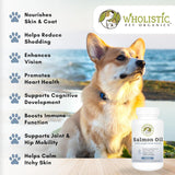 Wholistic Pet Organics Wild Alaskan Salmon Oil for Dogs 100 Capsulas Blandas