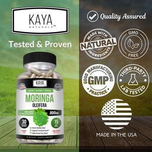 KAYA NATURALS - Kaya Naturals Moringa Leaf Extract 800Mg. 30 Capsulas - The Red Vitamin MX - Suplementos Alimenticios - {{ shop.shopifyCountryName }}