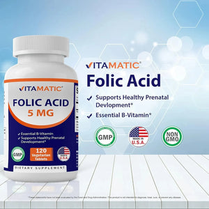 VITAMATIC - Vitamatic Folic Acid 5Mg. 120 Tabletas 2 Pack - The Red Vitamin MX - Suplementos Alimenticios - {{ shop.shopifyCountryName }}