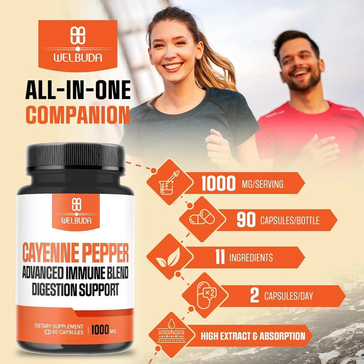 WELBUDA - WELBUDA Cayenne Pepper 1000Mg. 90 Capsulas - The Red Vitamin MX - Suplementos Alimenticios - {{ shop.shopifyCountryName }}