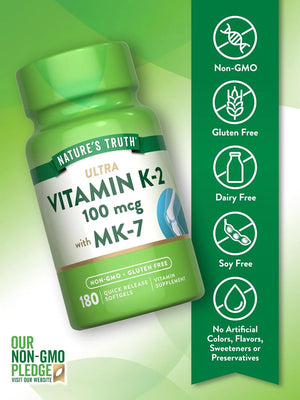 NATURE'S TRUTH - Nature's Truth Vitamin K2 MK-7 180 Capsulas Blandas - The Red Vitamin MX - Suplementos Alimenticios - {{ shop.shopifyCountryName }}