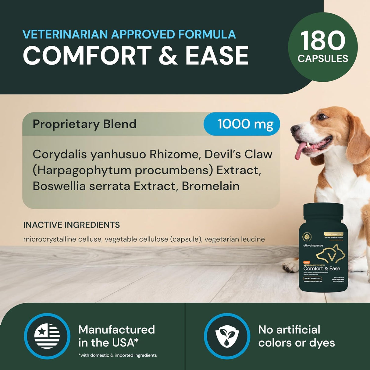 VETRISCIENCE Veterinary Strength Comfort & Ease 180 Capsulas