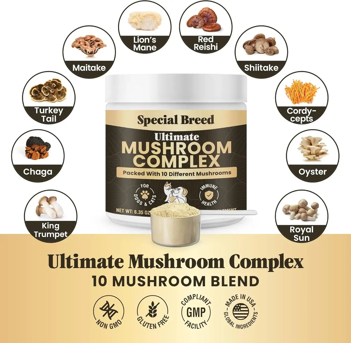 SPECIAL BREED - Special Breed Mushroom Powder for Dogs & Cats 360 Servicios 180Gr. - The Red Vitamin MX - Suplementos Herbales Para Perros - {{ shop.shopifyCountryName }}