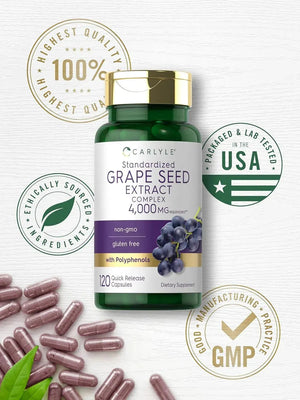 CARLYLE - Carlyle Grape Seed Extract 4,000Mg. 120 Capsulas - The Red Vitamin MX - Suplementos Alimenticios - {{ shop.shopifyCountryName }}