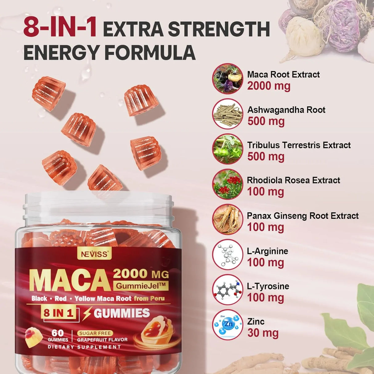 NEVISS - NEVISS Sugar Free Maca Root Filled Gummies 60 Gomitas 2 Pack - The Red Vitamin MX - Suplementos Alimenticios - {{ shop.shopifyCountryName }}