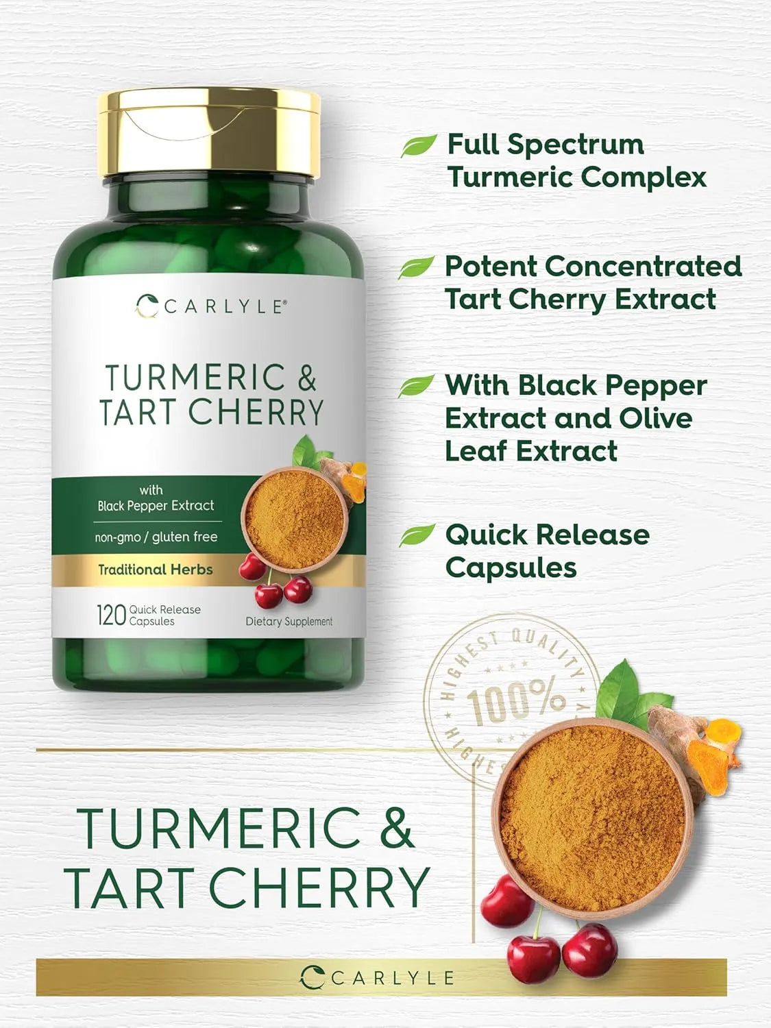 CARLYLE - Carlyle Turmeric and Tart Cherry 120 Capsulas - The Red Vitamin MX - Suplementos Alimenticios - {{ shop.shopifyCountryName }}