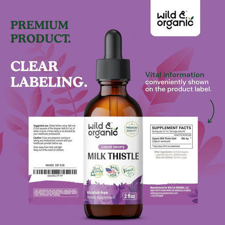 WILD & ORGANIC - Wild & Organic Milk Thistle Extract Drops 2 Fl.Oz. - The Red Vitamin MX - Suplementos Alimenticios - {{ shop.shopifyCountryName }}