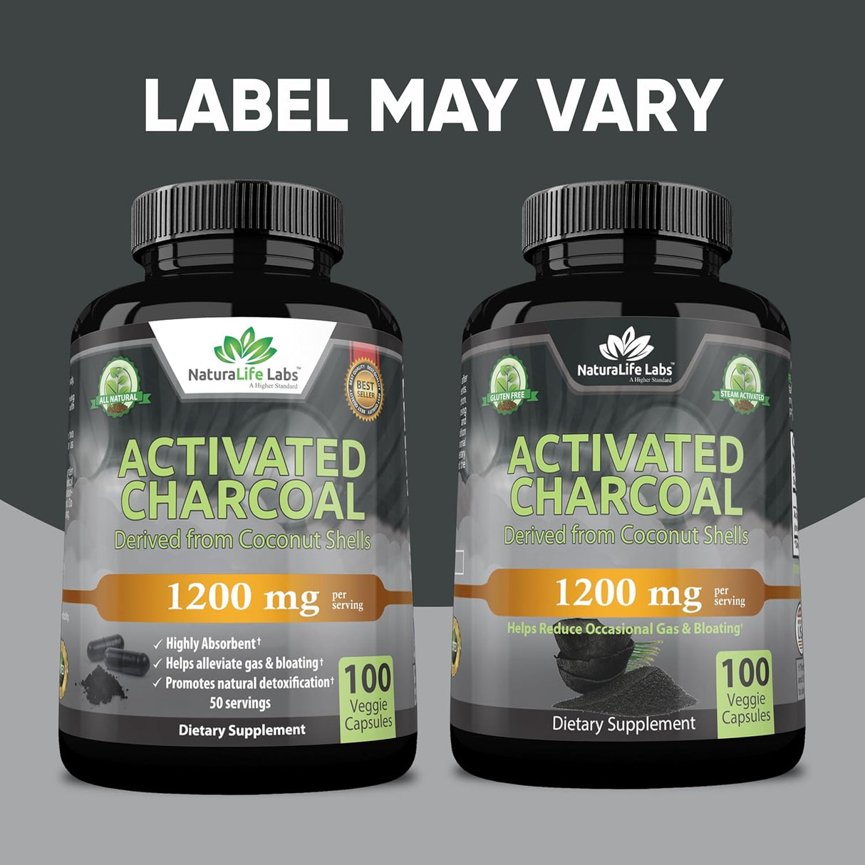 NaturaLife Labs Activated Charcoal 1200Mg. 100 Capsulas