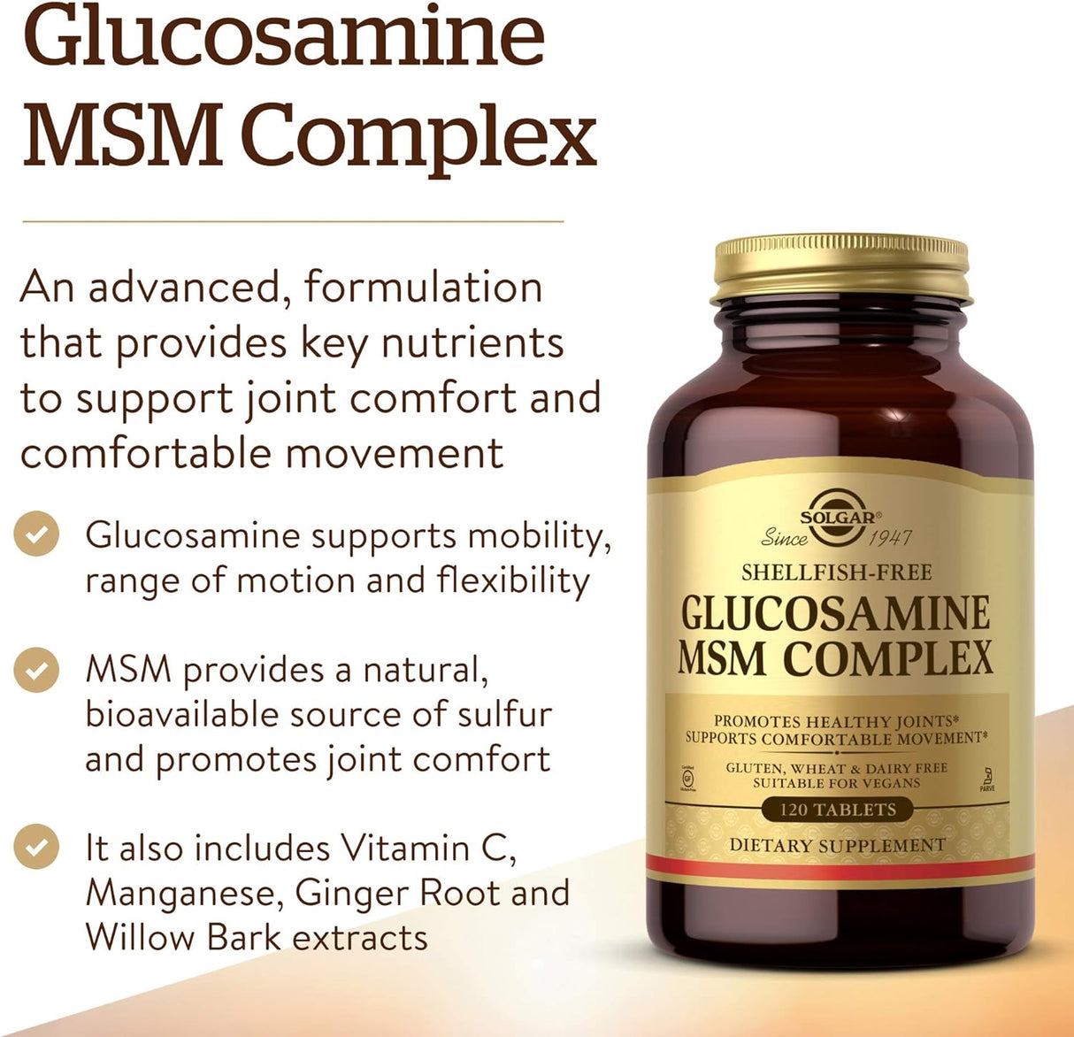 Solgar Glucosamine MSM Complex 120 Tabletas