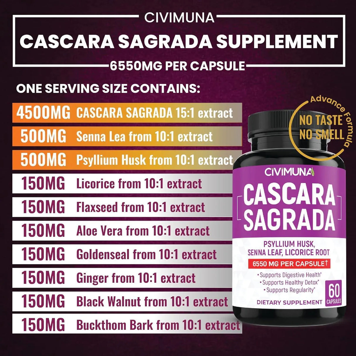 CIVIMUNA - CIVIMUNA Cascara Sagrada Bark 6550Mg. 60 Capsulas 2 Pack - The Red Vitamin MX - Suplementos Alimenticios - {{ shop.shopifyCountryName }}