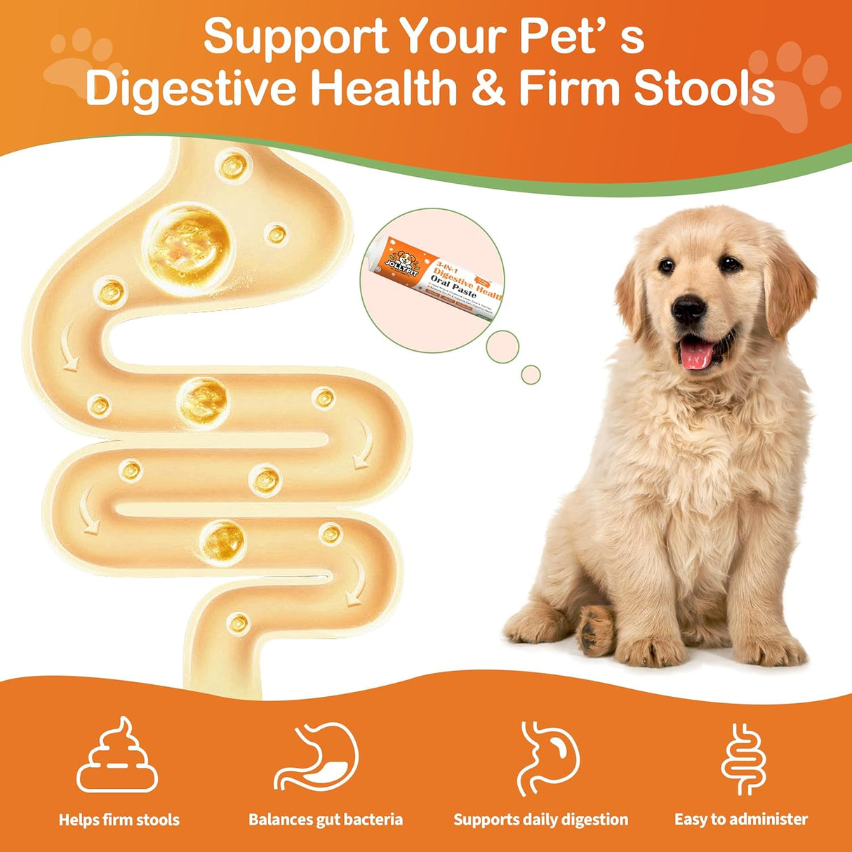 Jollyfit Antidiarrheal for Dogs Kaolin Pectin Probiotic Paste for Dog 30Ml.