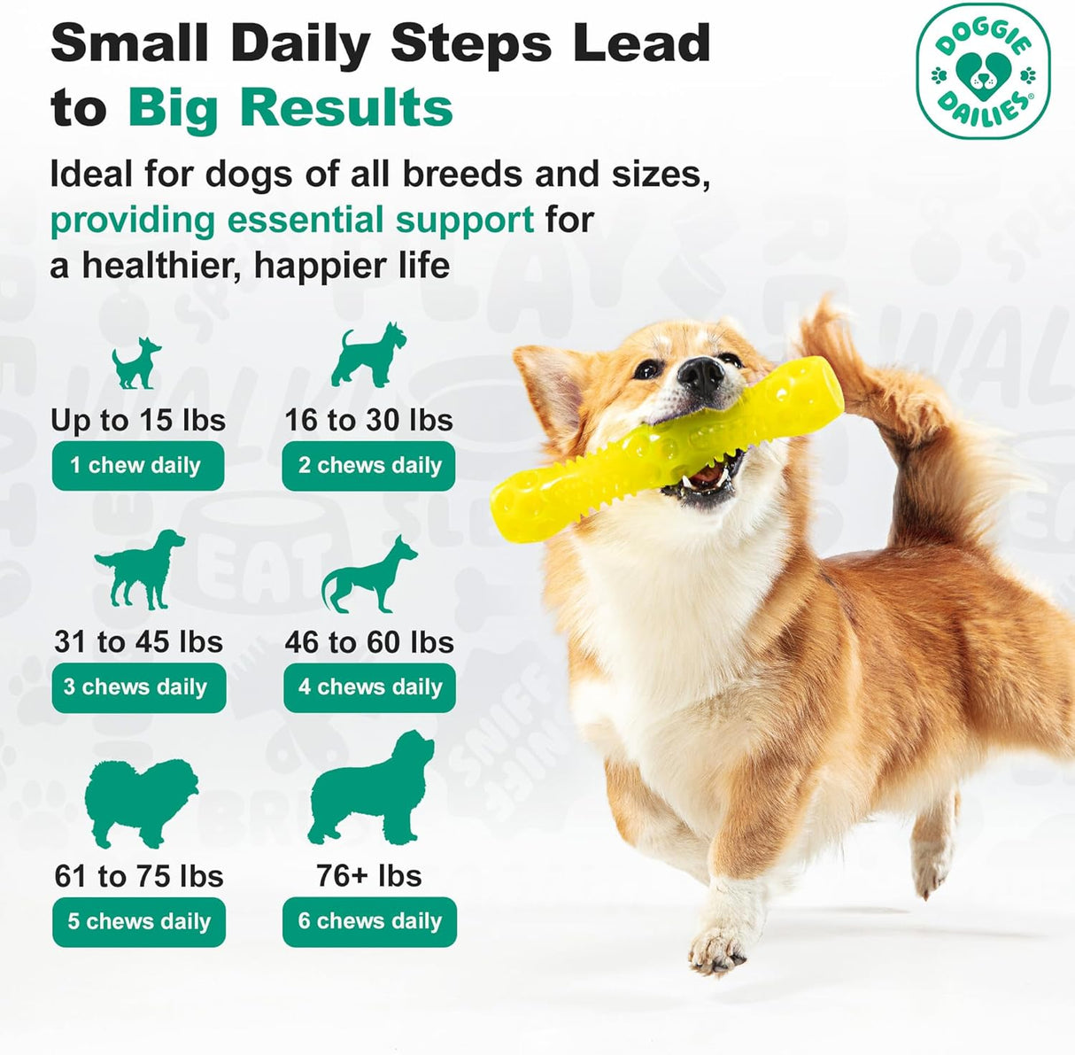 Doggie Dailies Daily Joint Care Glucosamine for Dogs Peanut Butter 225 Masticables