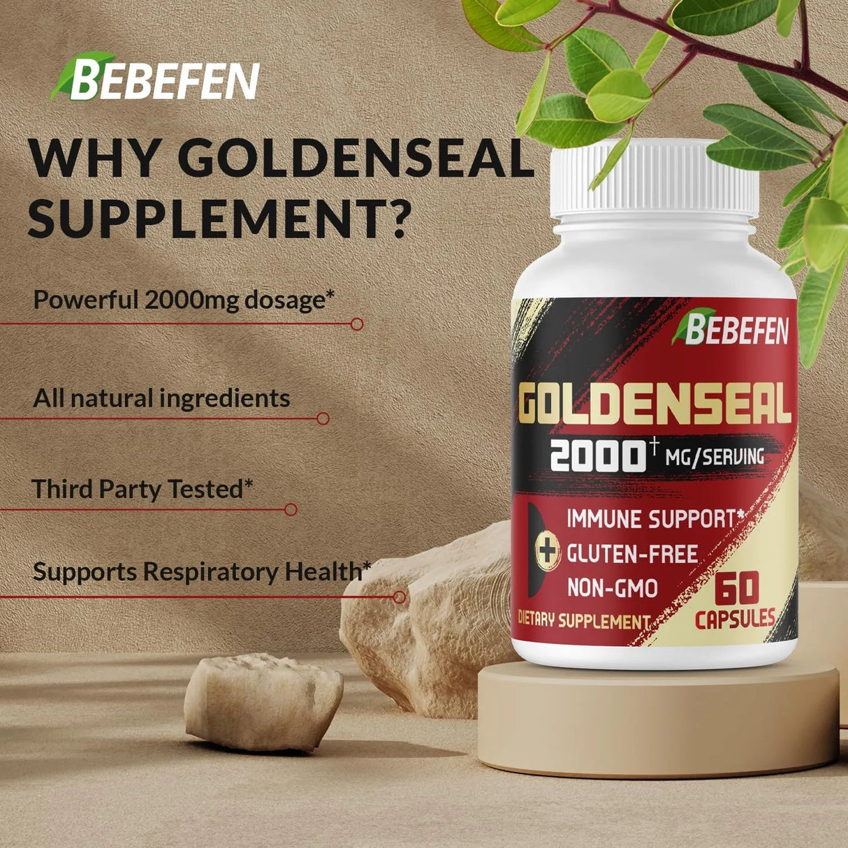 BEBEFEN - BEBEFEN Goldenseal Root 2000Mg. 60 Capsulas - The Red Vitamin MX - Suplementos Alimenticios - {{ shop.shopifyCountryName }}