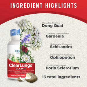 RIDGECREST HERBALS - RidgeCrest Herbals ClearLungs Classic 60 Capsulas - The Red Vitamin MX - Suplementos Alimenticios - {{ shop.shopifyCountryName }}