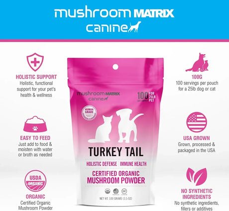 OM - Om Mushroom Matrix Pet Turkey Tail 100Gr. - The Red Vitamin MX - Suplementos Herbales Para Perros - {{ shop.shopifyCountryName }}