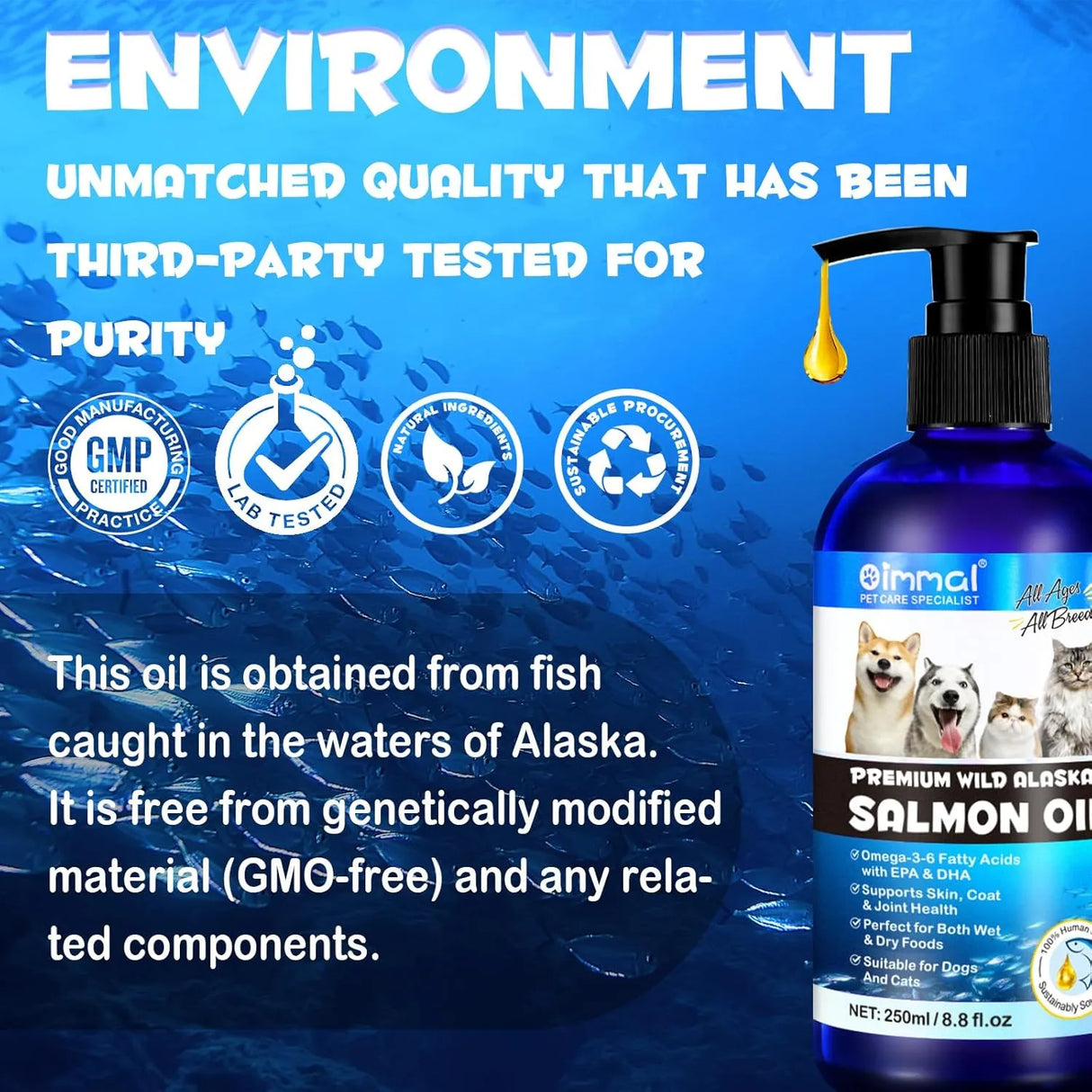 OIMMAL - Oimmal Alaskan Salmon Oil for Dogs & Cats 250Ml. - The Red Vitamin MX - Aceite De Pescado Para Perros - {{ shop.shopifyCountryName }}